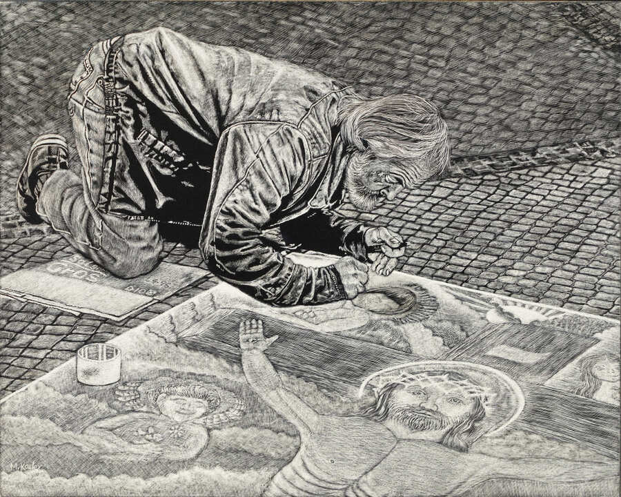 Old man chalking 8”x10” Available
